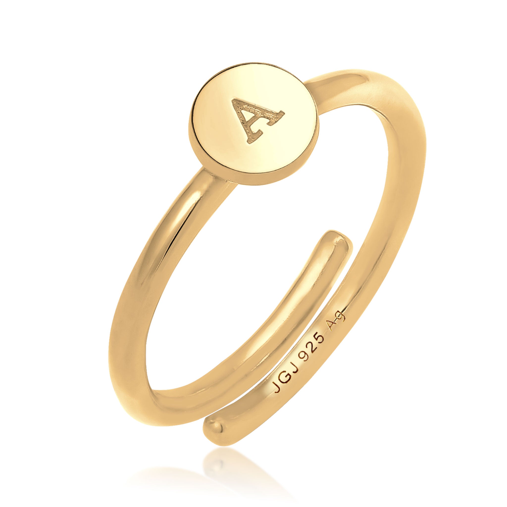 Gold - Elli | Ring Buchstabe | 925 Sterling Silber vergoldet