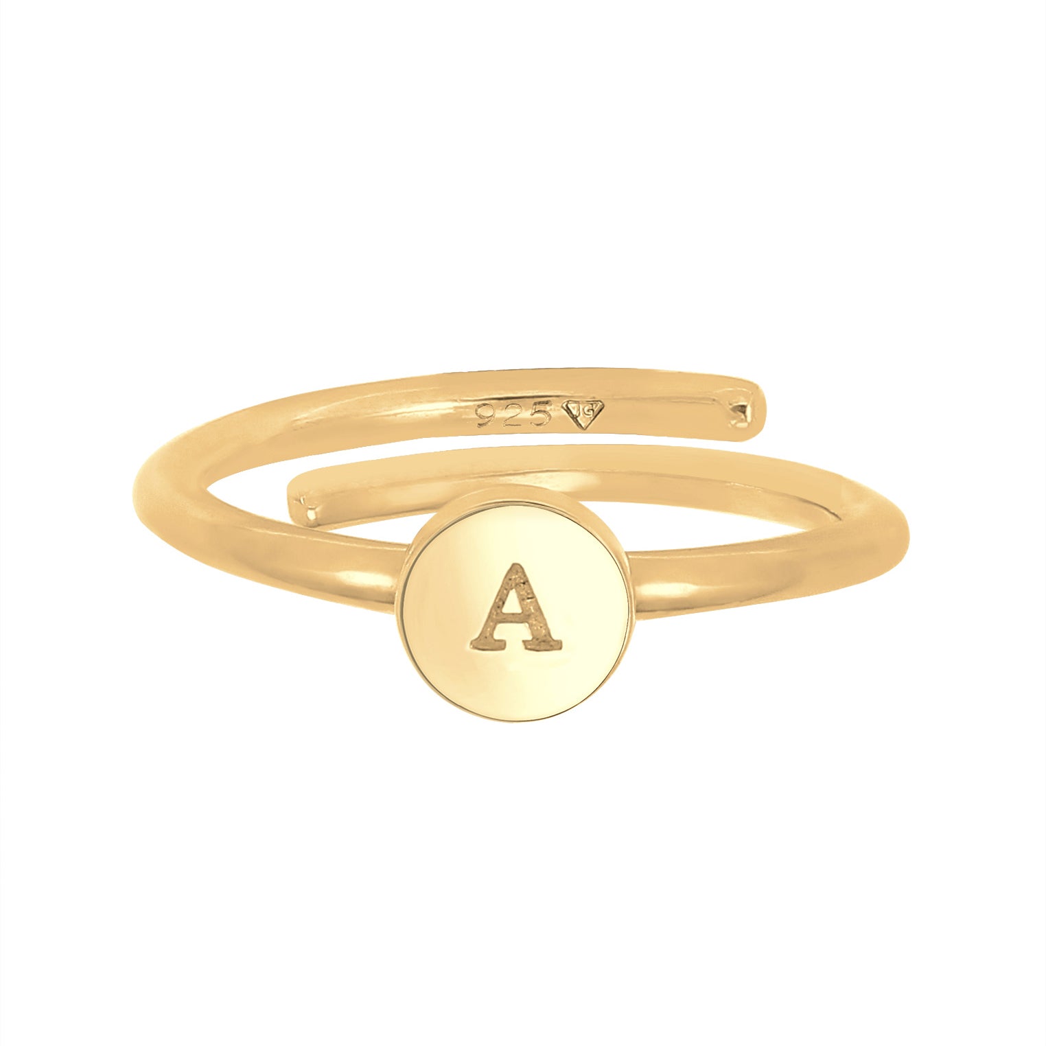 Gold - Elli | Ring Buchstabe | 925 Sterling Silber vergoldet