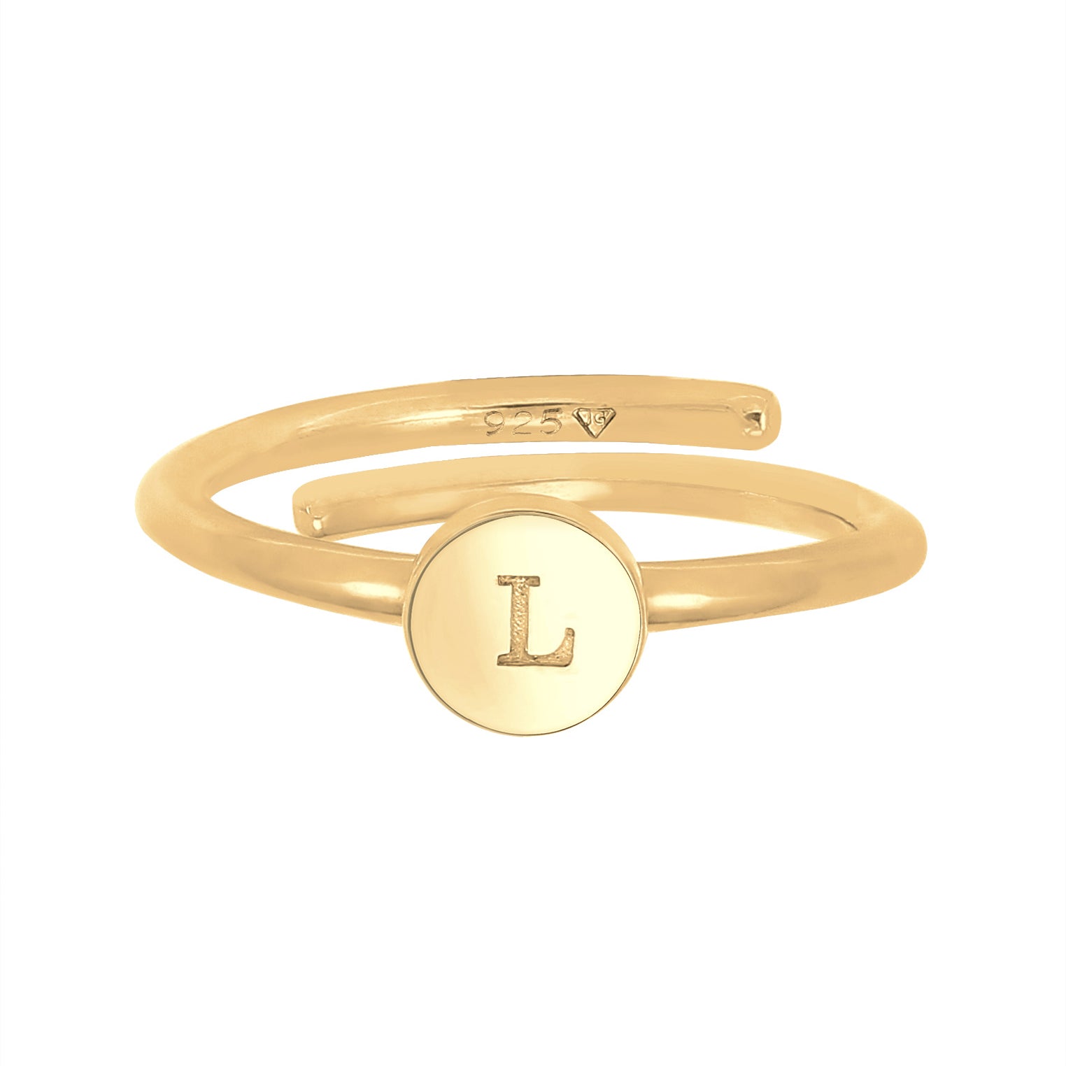 Gold - Elli | Ring Buchstabe | 925 Sterling Silber vergoldet