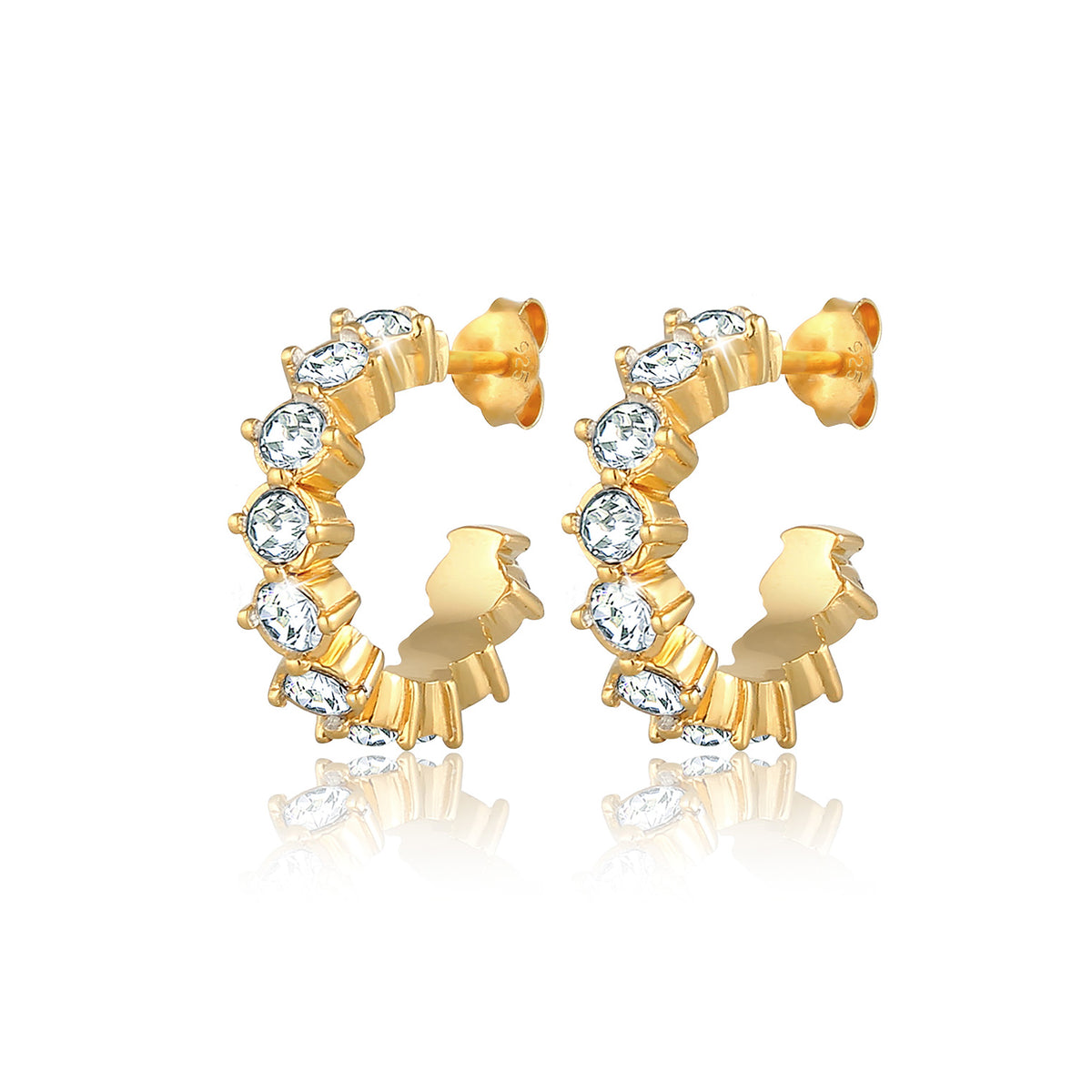 Gold - Elli | Creolen | Kristall ( Weiß ) | 925 Sterling Silber vergoldet