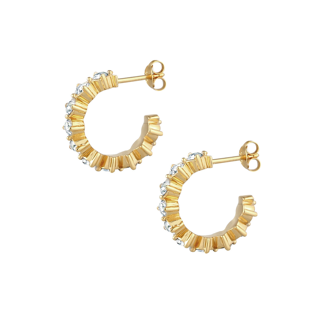 Gold - Elli | Creolen | Kristall ( Weiß ) | 925 Sterling Silber vergoldet