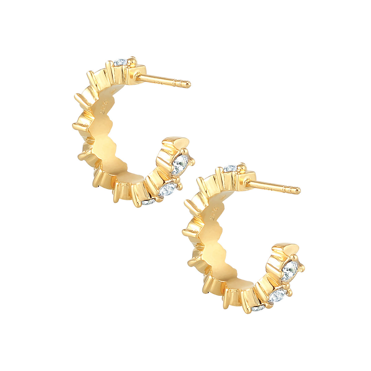 Gold - Elli | Creolen | Kristall ( Weiß ) | 925 Sterling Silber vergoldet