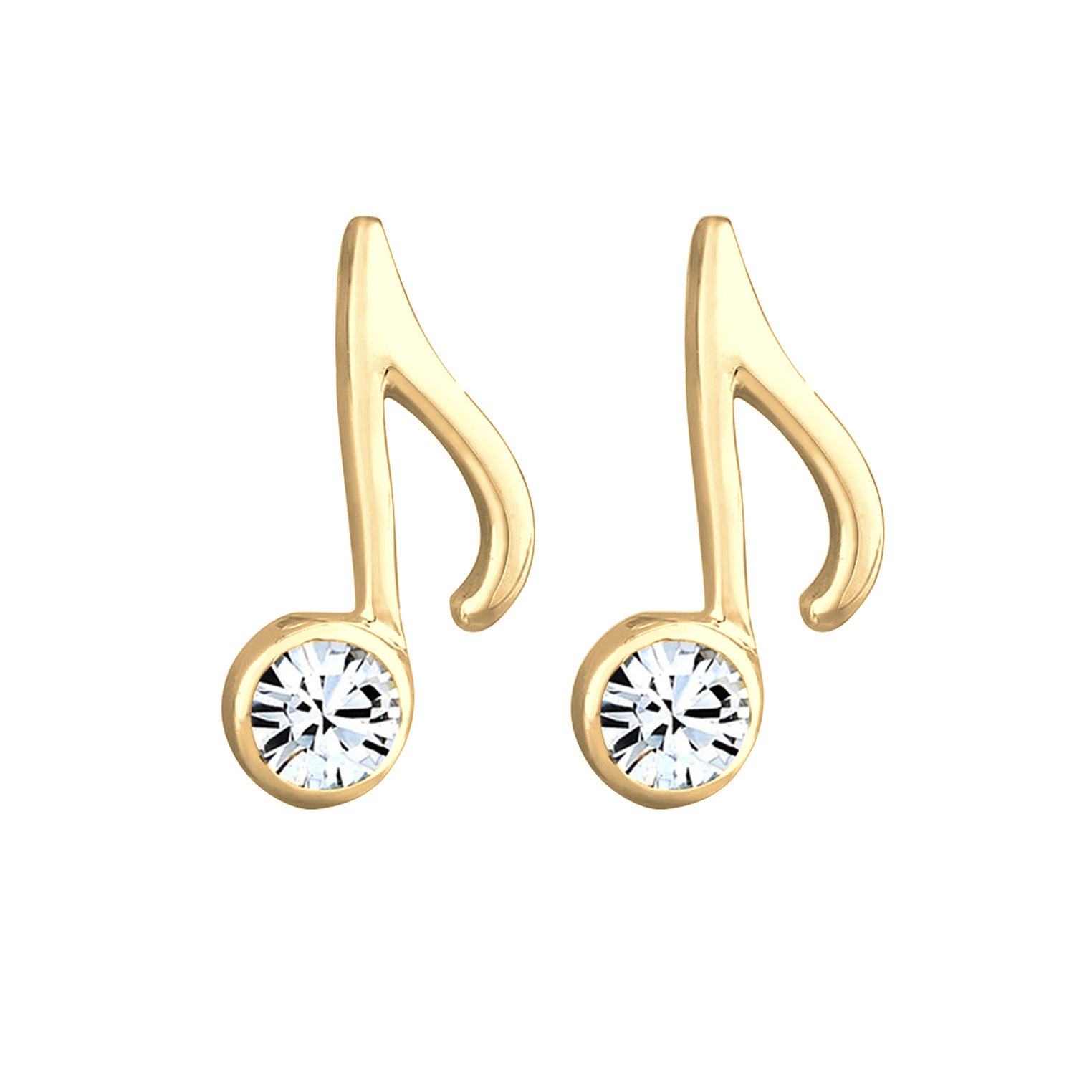 Gold - Elli | Ohrstecker Note | Mit Kristallen von Swarovski® (Weiß) | 925 Sterling Silber vergoldet