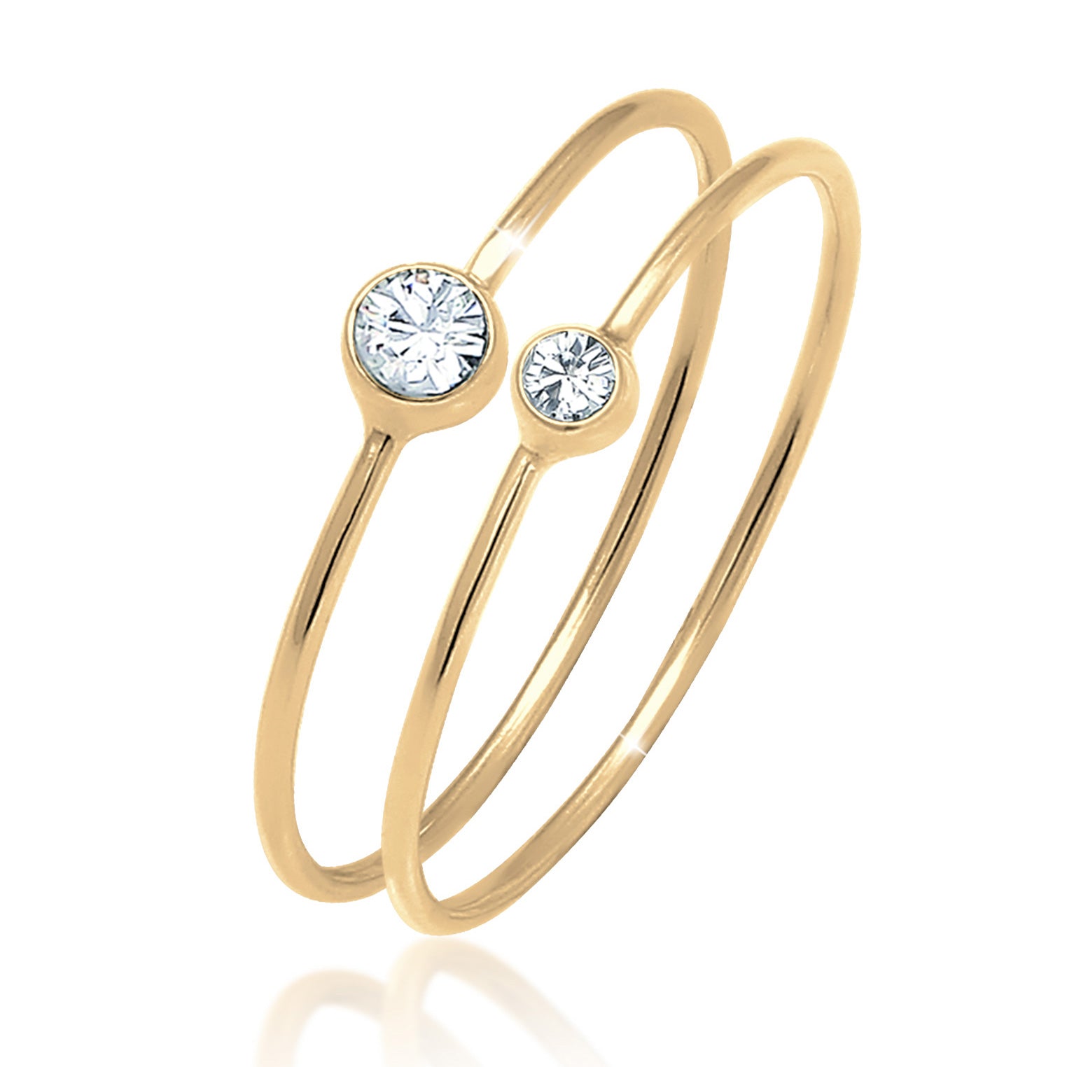 Gold - Elli | Solitär-Ring | Kristall ( Weiß ) | 925 Sterling Silber vergoldet