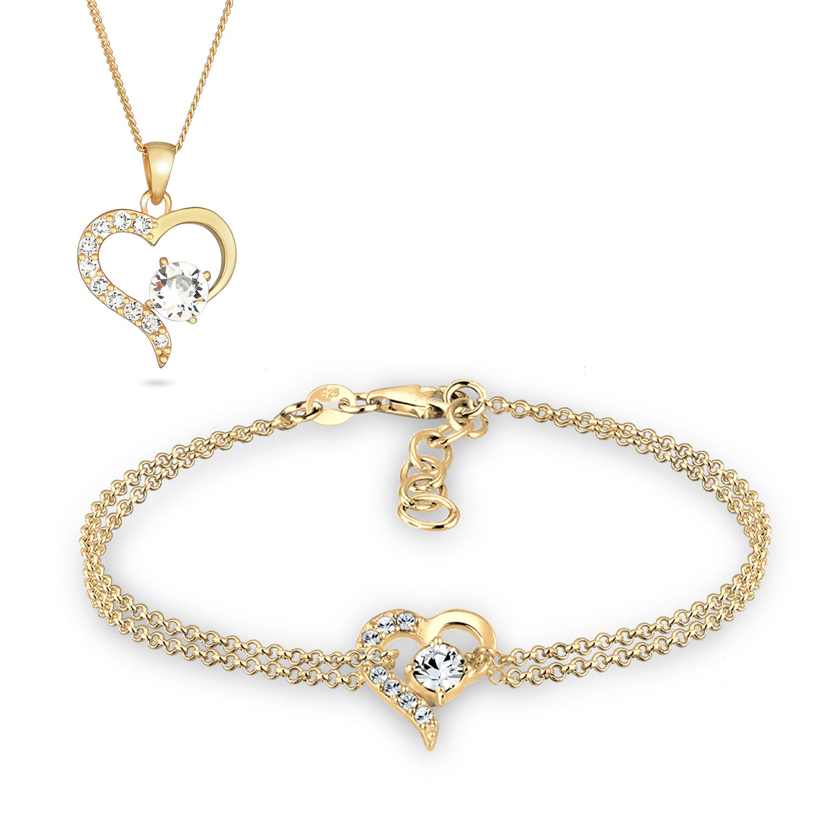 Open Heart Necklace &amp; Bracelet Jewelry Set