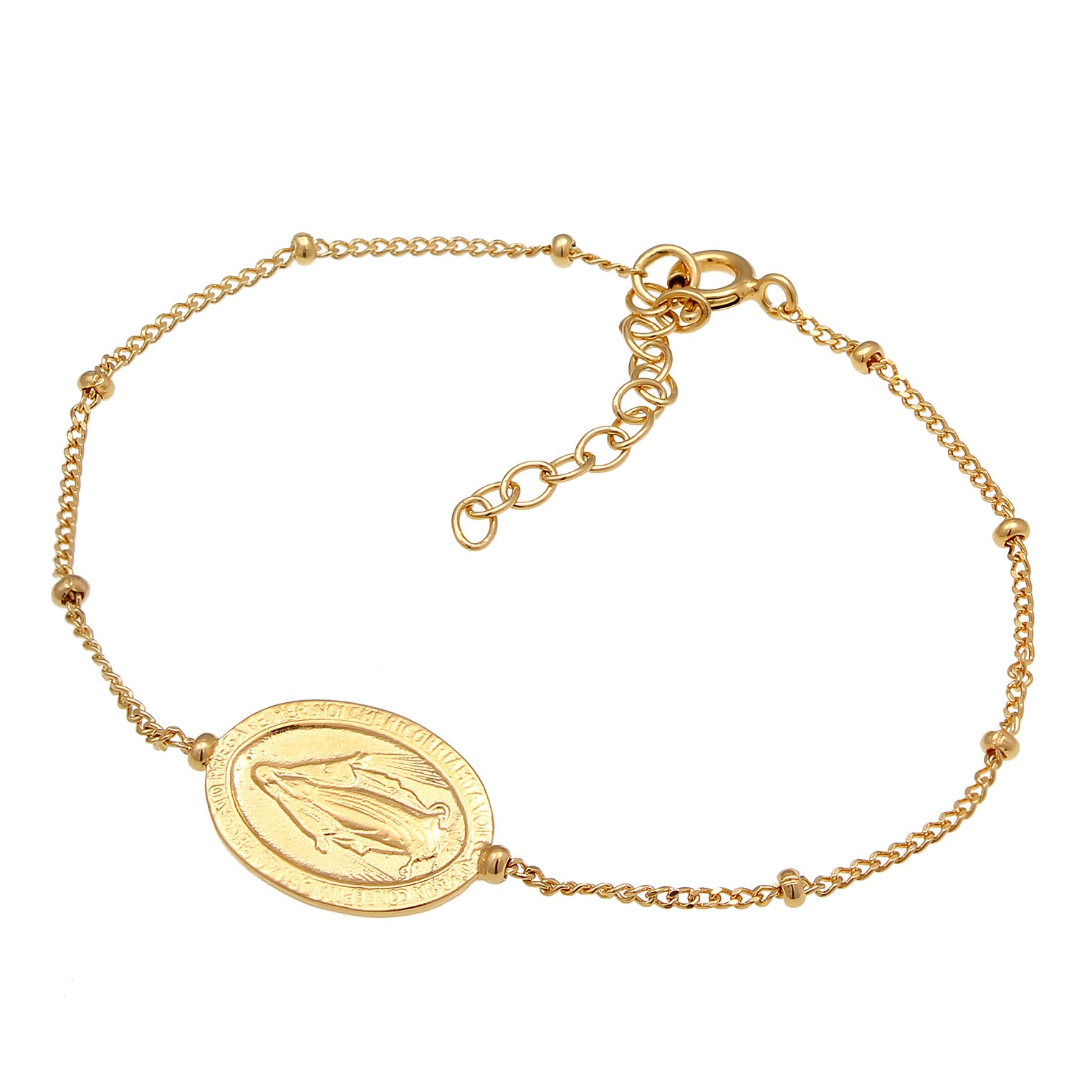 Gold - Elli | Kugel-Armband Marienbild | 925 Sterling Silber vergoldet