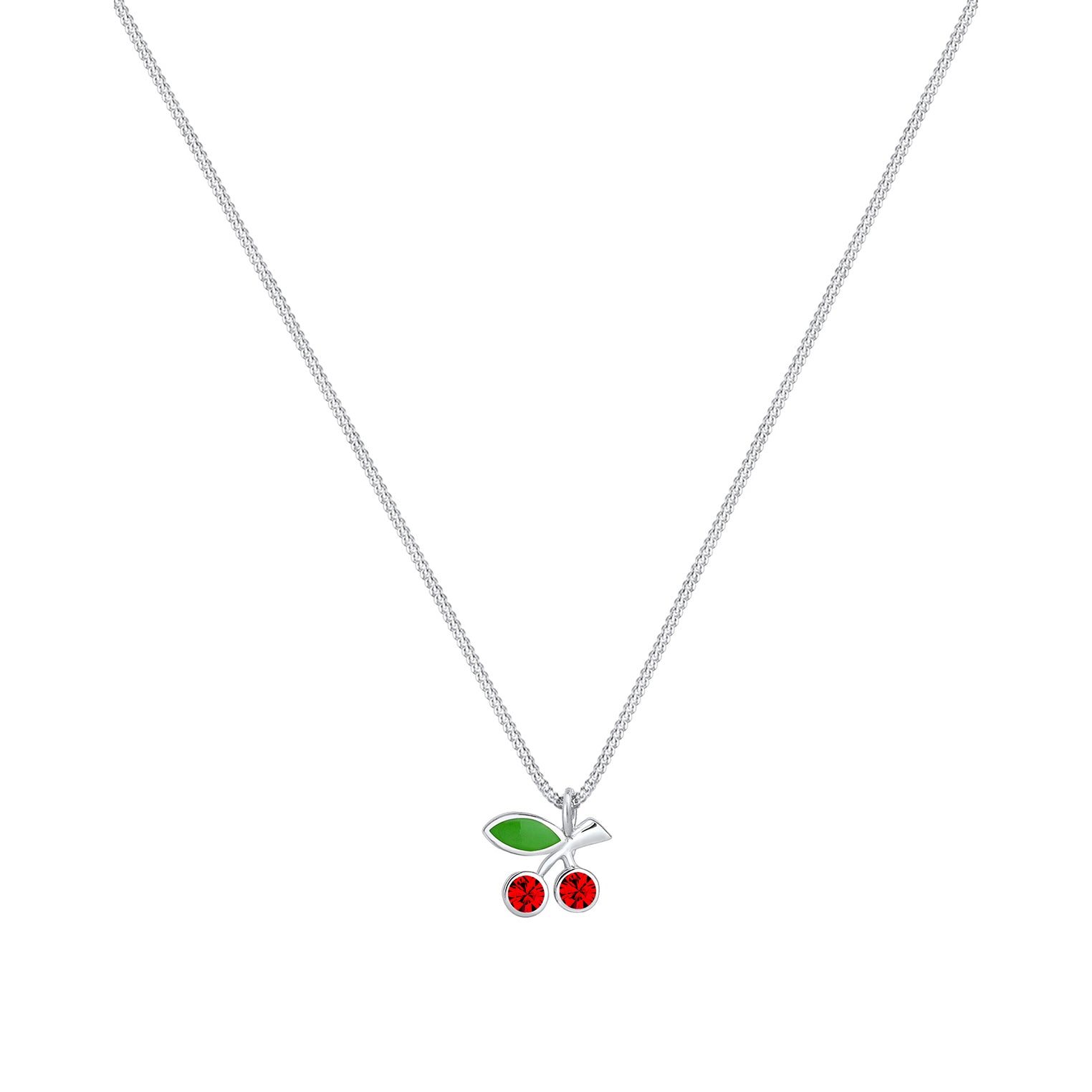 Silber - Elli | Halskette Kirsche | Kristall ( Rot ) | 925er Sterling Silber