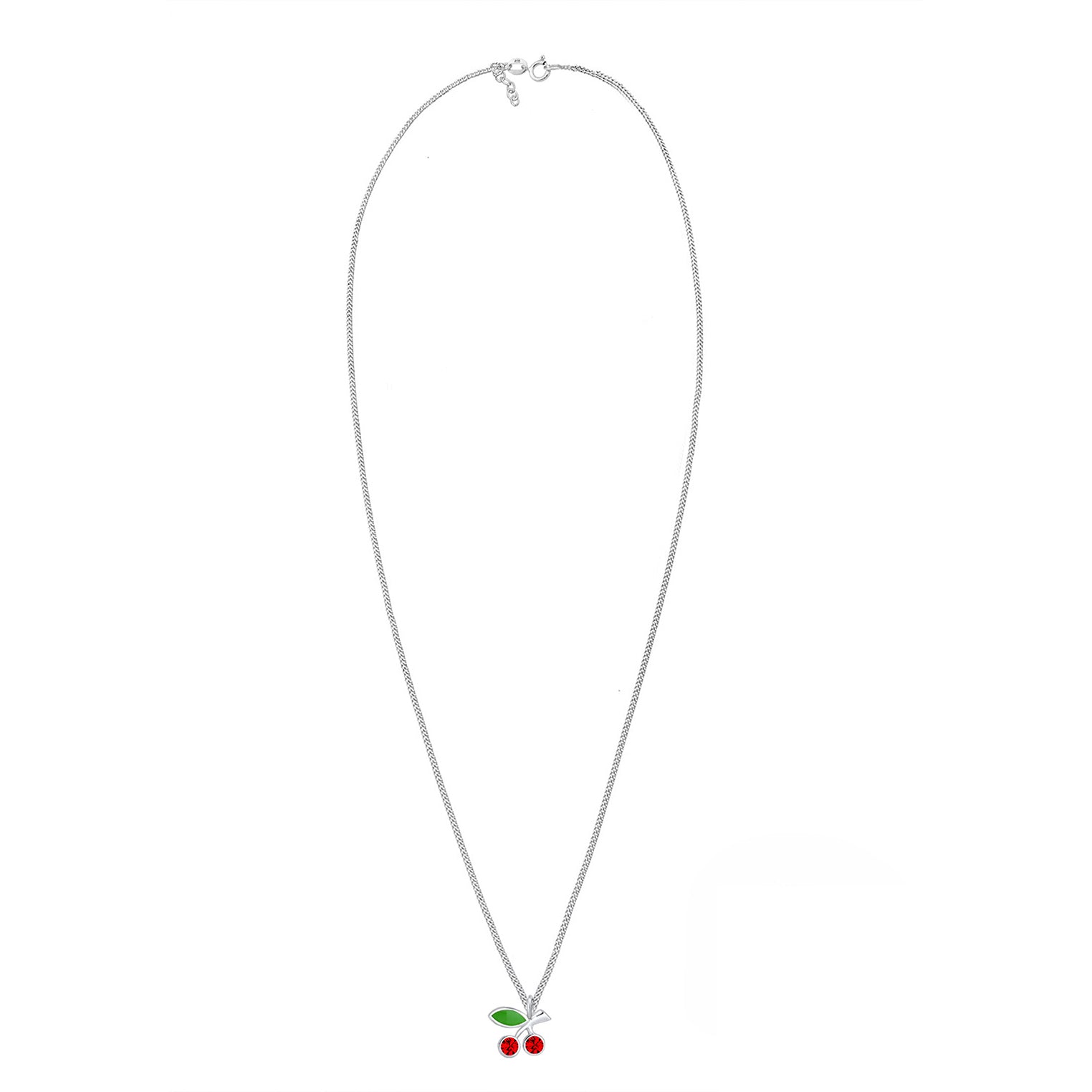 Silber - Elli | Halskette Kirsche | Mit Kristallen von Swarovski® (Rot) | 925er Sterling Silber