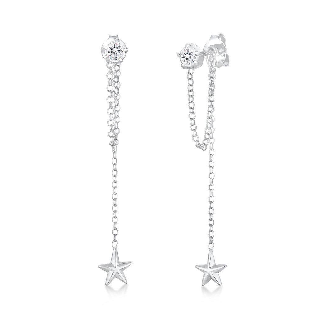 Silber - Elli | Ohrhänger Astro | Mit Kristallen von Swarovski® (Weiß) | 925er Sterling Silber