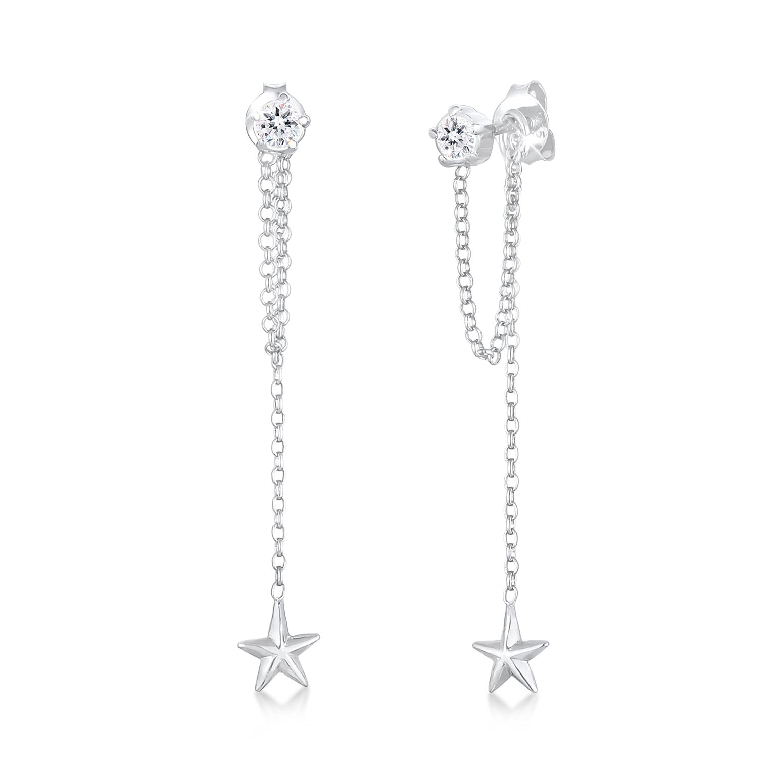 Silber - Elli | Ohrhänger Astro | Mit Kristallen von Swarovski® (Weiß) | 925er Sterling Silber