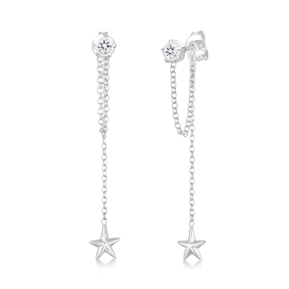 Silber - Elli | Ohrhänger Astro | Mit Kristallen von Swarovski® (Weiß) | 925er Sterling Silber