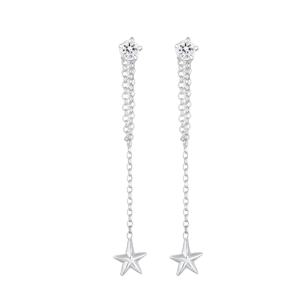 Silber - Elli | Ohrhänger Astro | Mit Kristallen von Swarovski® (Weiß) | 925er Sterling Silber