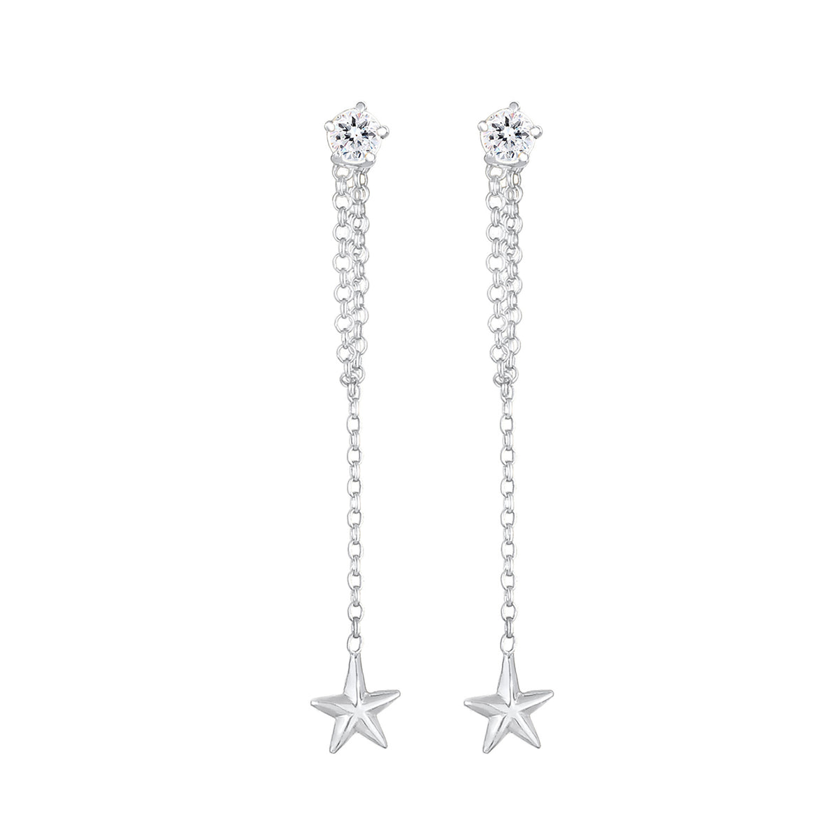 Silber - Elli | Ohrhänger Astro | Mit Kristallen von Swarovski® (Weiß) | 925er Sterling Silber