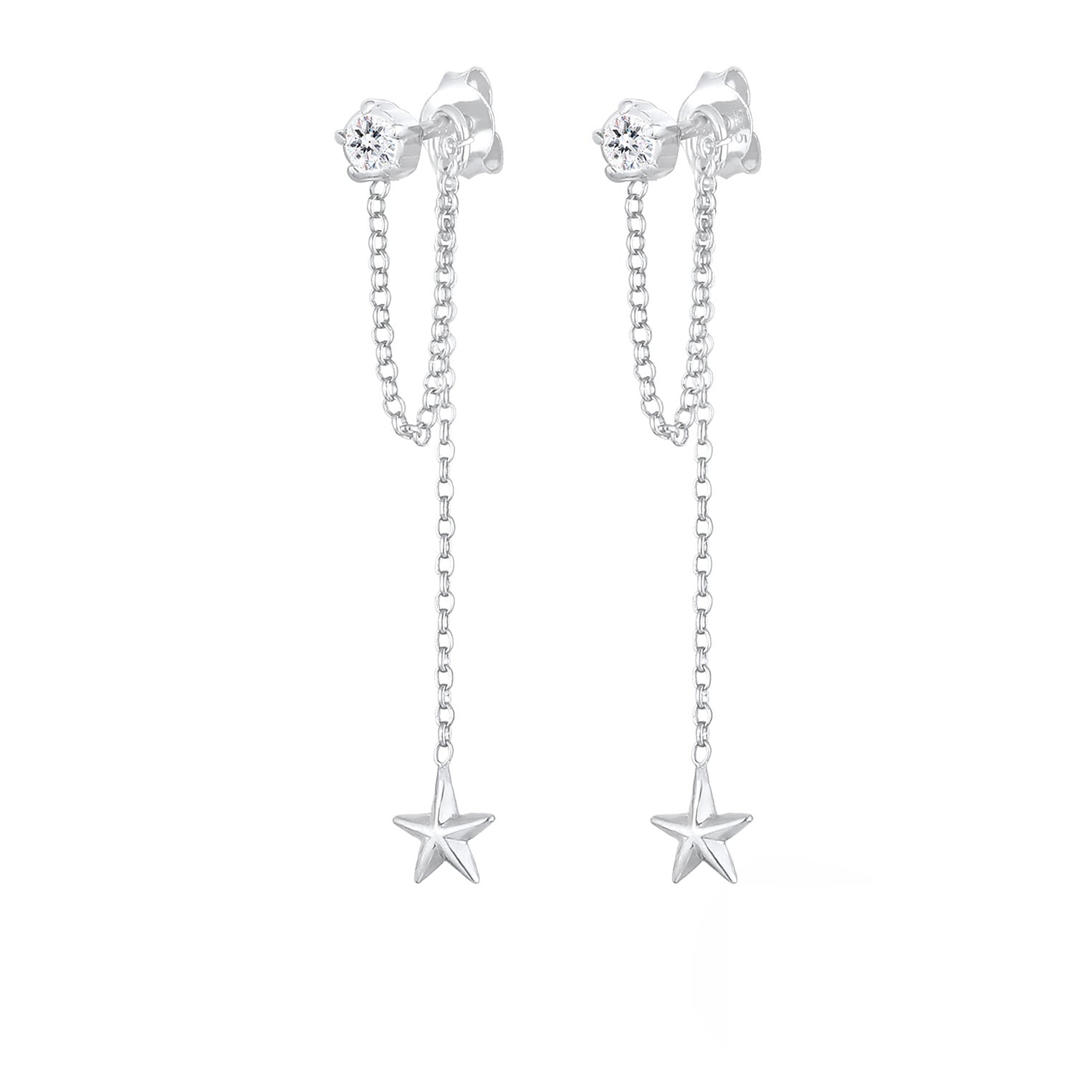 Silber - Elli | Ohrhänger Astro | Mit Kristallen von Swarovski® (Weiß) | 925er Sterling Silber