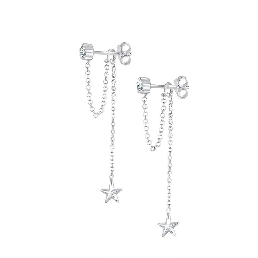 Silber - Elli | Ohrhänger Astro | Mit Kristallen von Swarovski® (Weiß) | 925er Sterling Silber