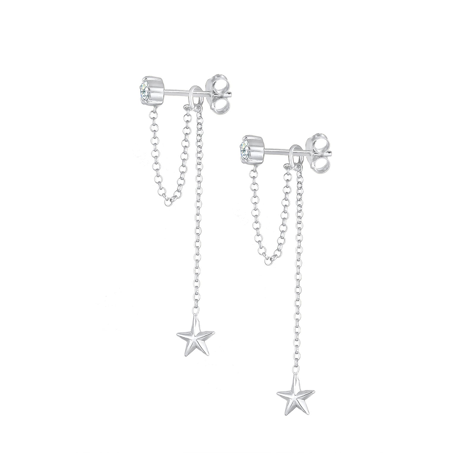 Silber - Elli | Ohrhänger Astro | Mit Kristallen von Swarovski® (Weiß) | 925er Sterling Silber