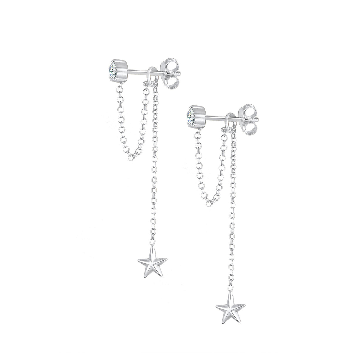 Silber - Elli | Ohrhänger Astro | Mit Kristallen von Swarovski® (Weiß) | 925er Sterling Silber