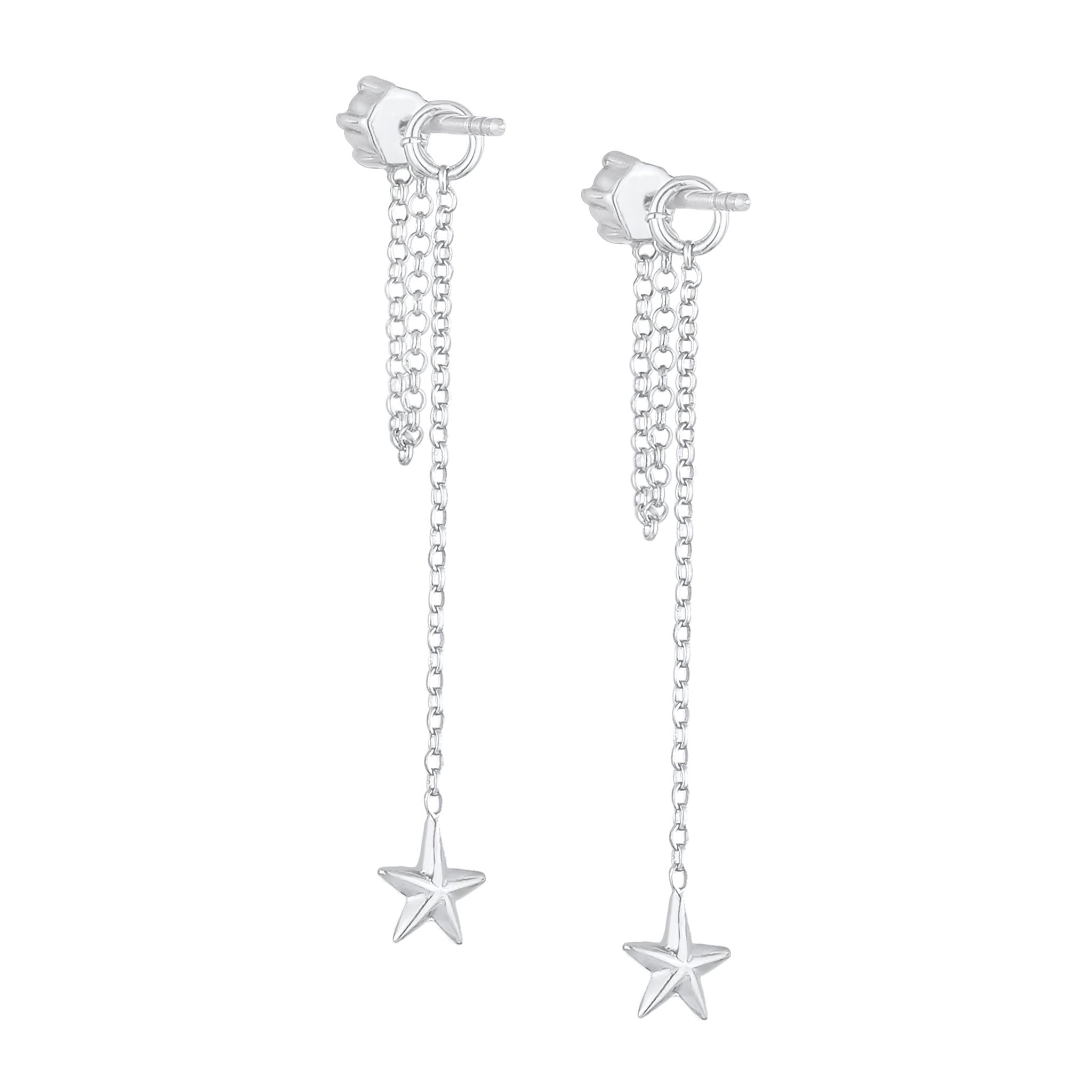 Silber - Elli | Ohrhänger Astro | Mit Kristallen von Swarovski® (Weiß) | 925er Sterling Silber