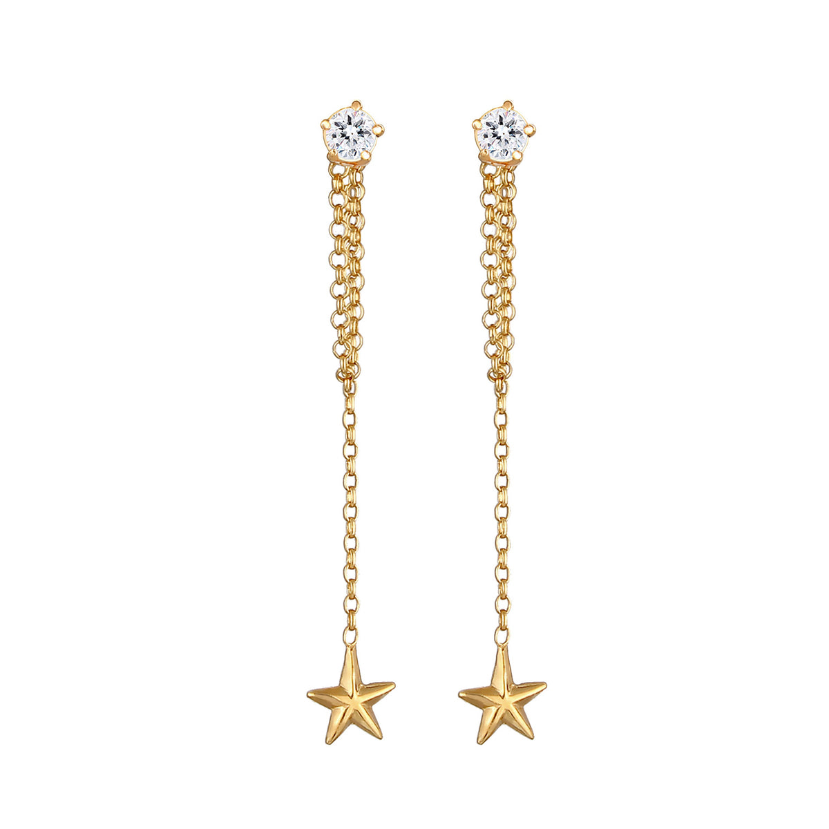 Gold - Elli | Ohrhänger Astro | Mit Kristallen von Swarovski® (Weiß) | 925 Sterling Silber vergoldet