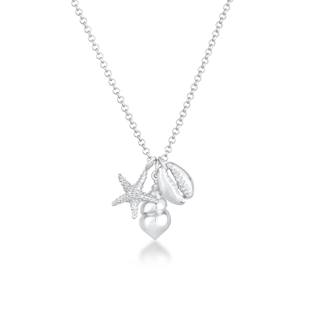 Silber - Elli | Halskette Muschel Seestern | 925 Sterling Silber
