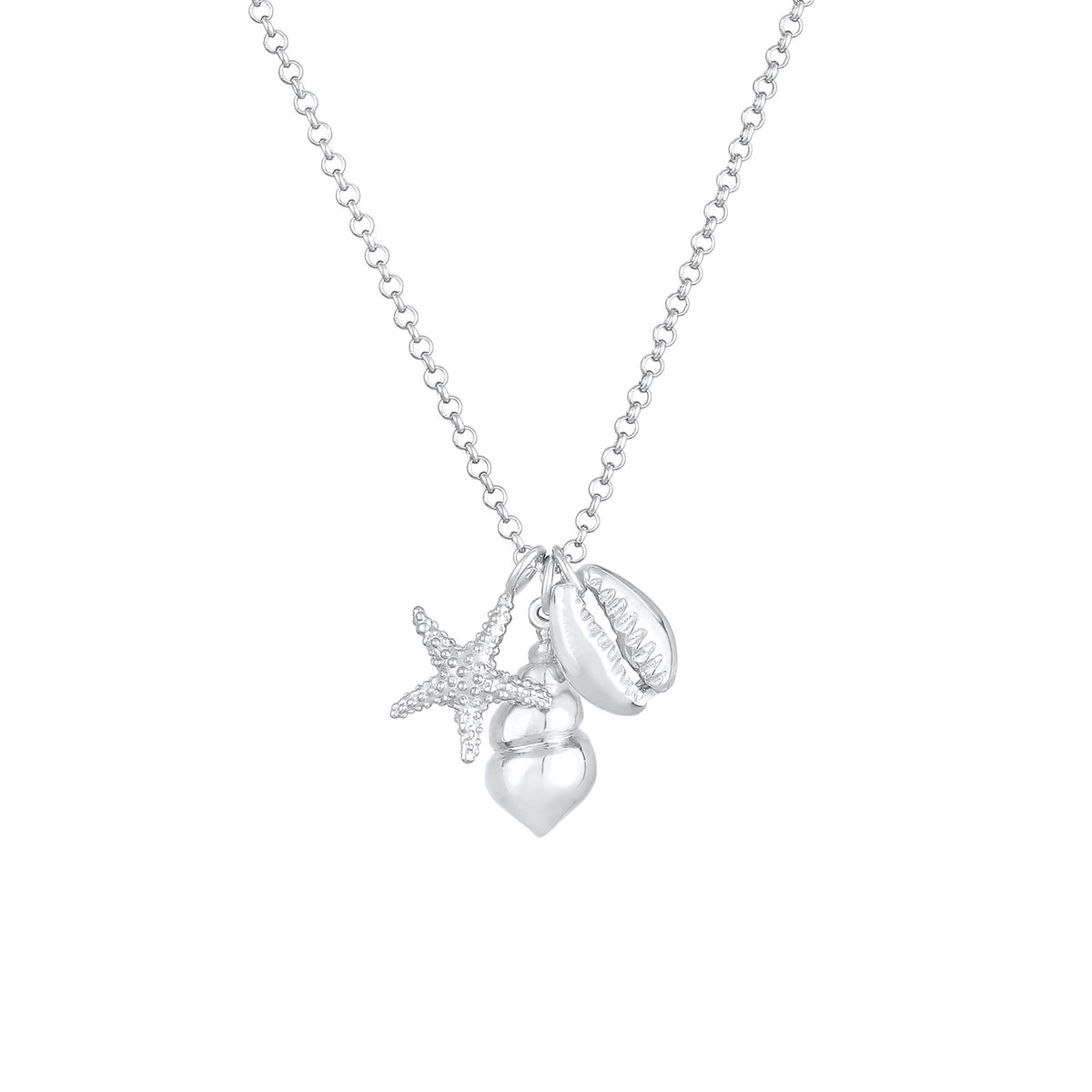 Silber - Elli | Halskette Muschel Seestern | 925 Sterling Silber