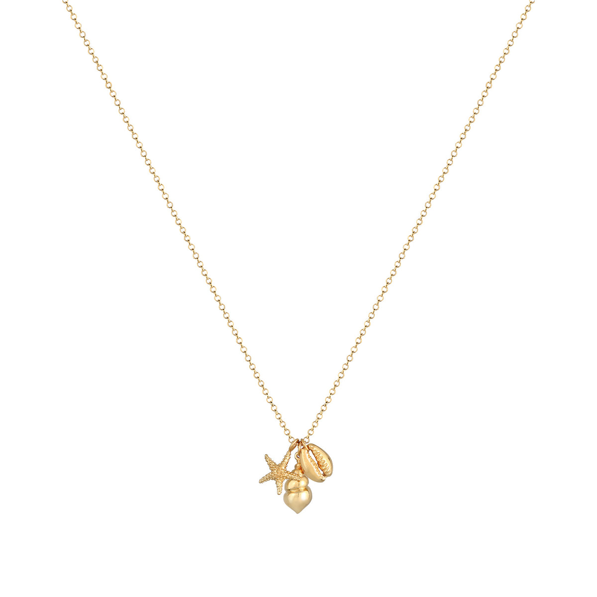 Gold - Elli | Halskette Muschel Seestern | 925 Sterling Silber vergoldet