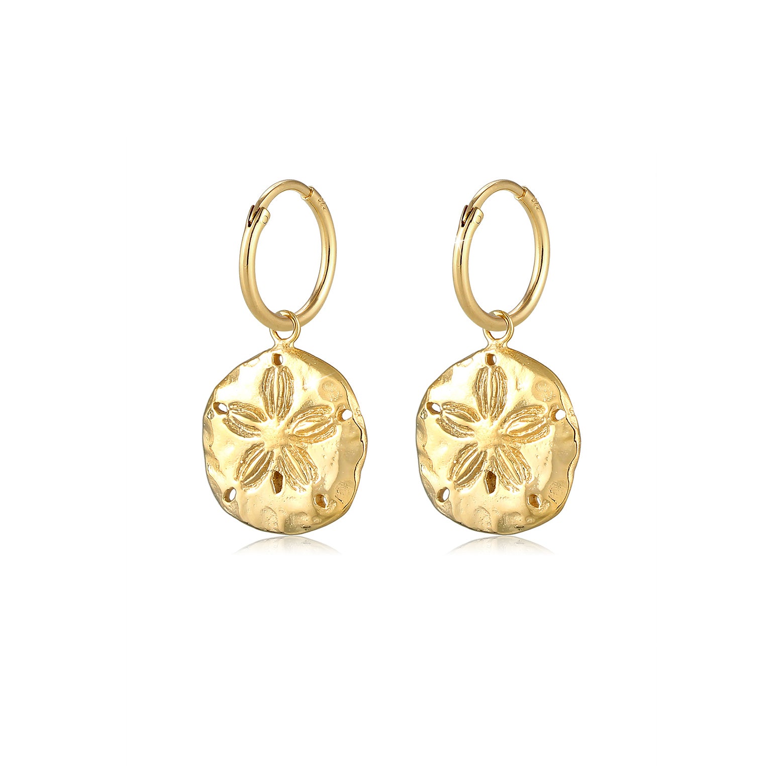 Gold - Elli | Creole Blume | 925 Sterling Silber vergoldet