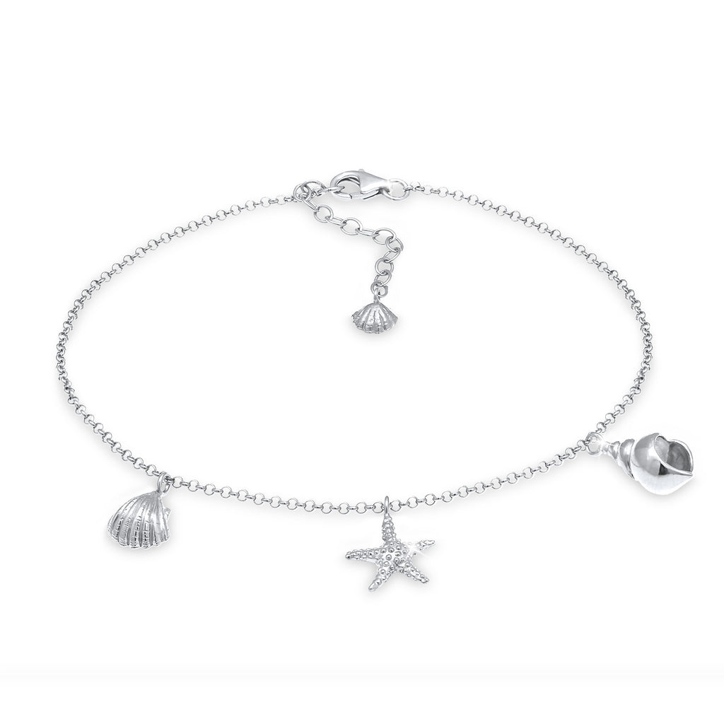 Silber - Elli | Fußkettchen Muschel | 925er Sterling Silber