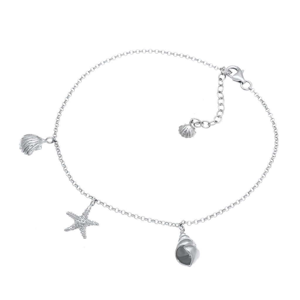 Silber - Elli | Fußkettchen Muschel | 925er Sterling Silber