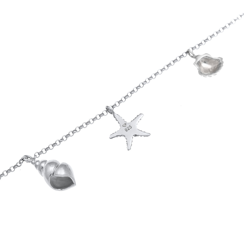 Silber - Elli | Fußkettchen Muschel | 925er Sterling Silber