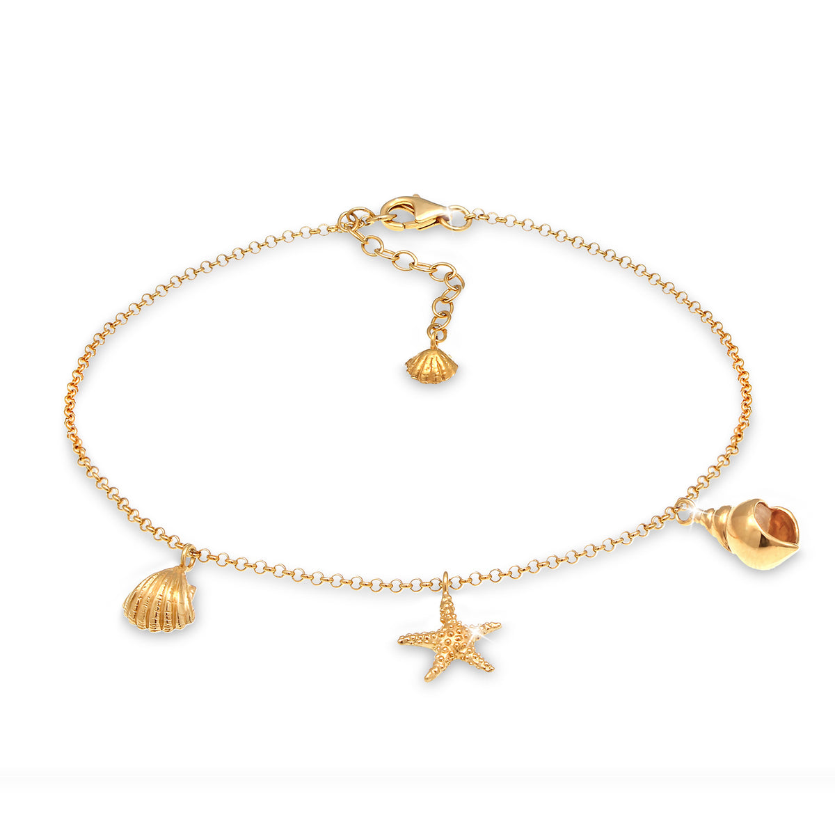 Gold - Elli | Fußkettchen Muschel | 925 Sterling Silber vergoldet