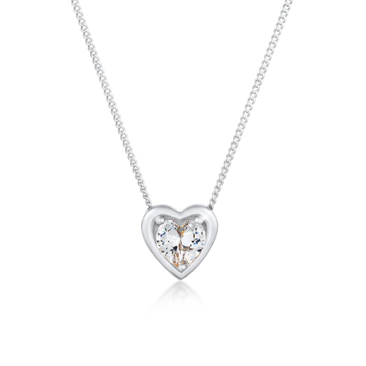 Silber - Elli | Halskette Herz | Zirkonia (Weiß) | 925er Sterling Silber