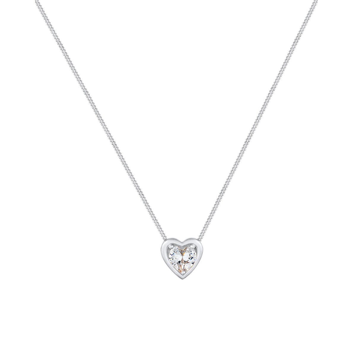 Silber - Elli | Halskette Herz | Zirkonia (Weiß) | 925er Sterling Silber
