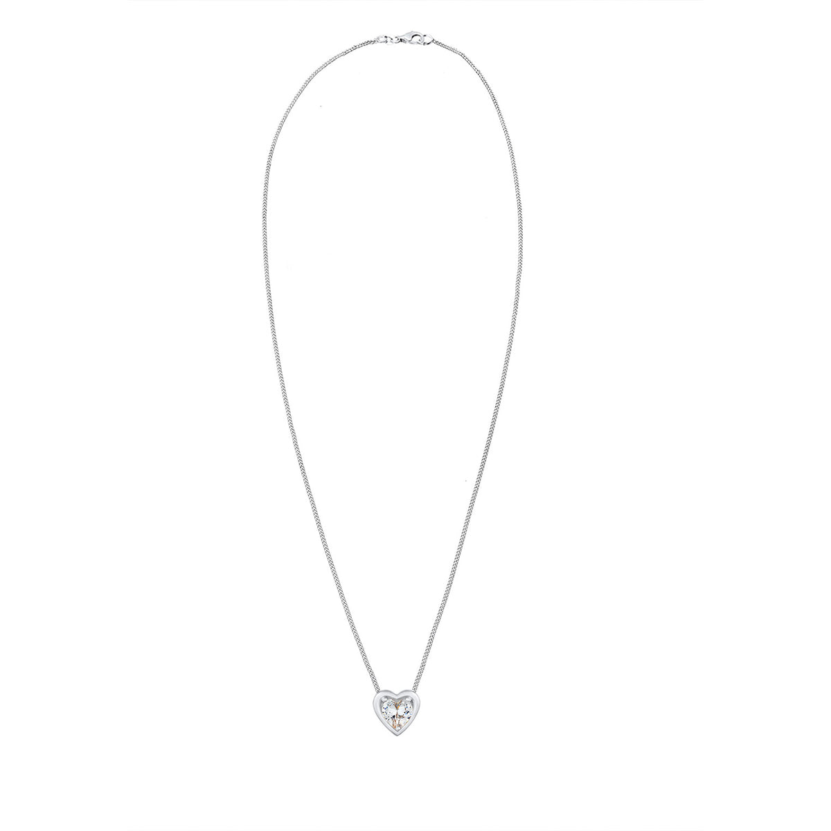 Silber - Elli | Halskette Herz | Zirkonia (Weiß) | 925er Sterling Silber