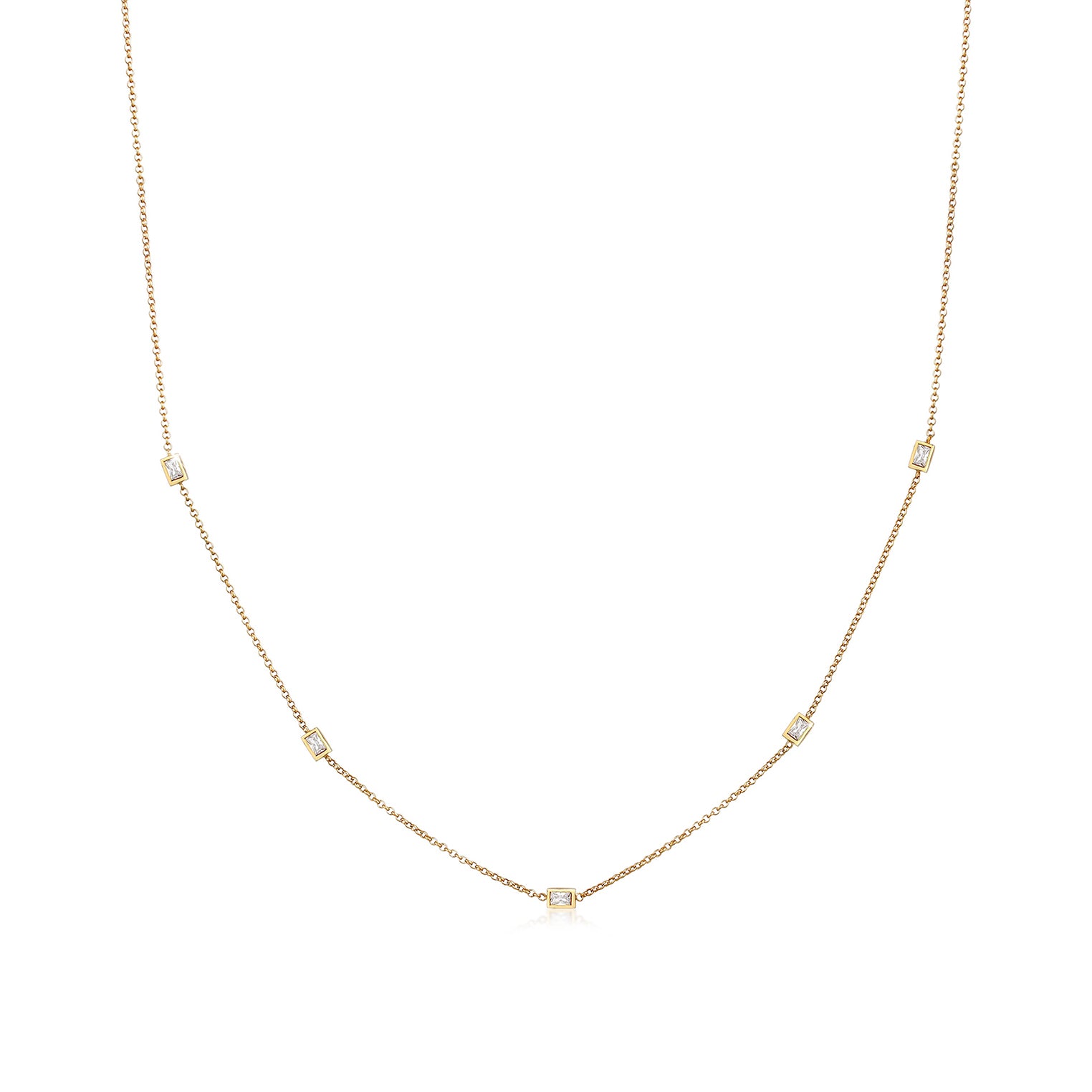 Gold - Elli | Halskette | Zirkonia ( Weiß ) | 925 Sterling Silber vergoldet