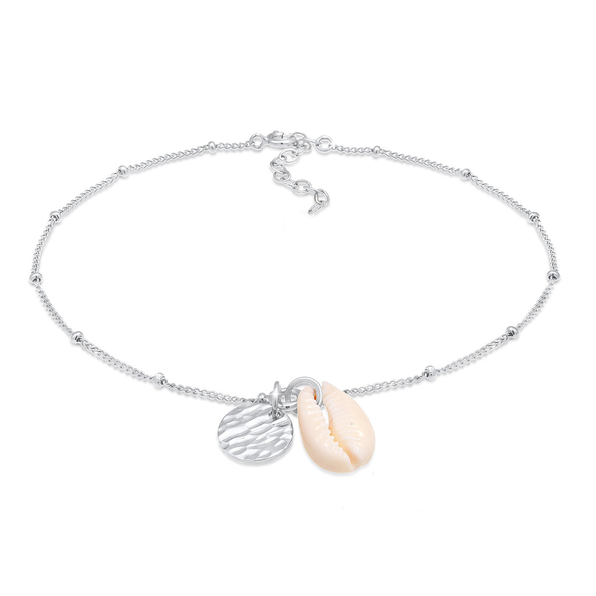 Silber - Elli | Kugel-Fußkettchen Muschel | 925er Sterling Silber