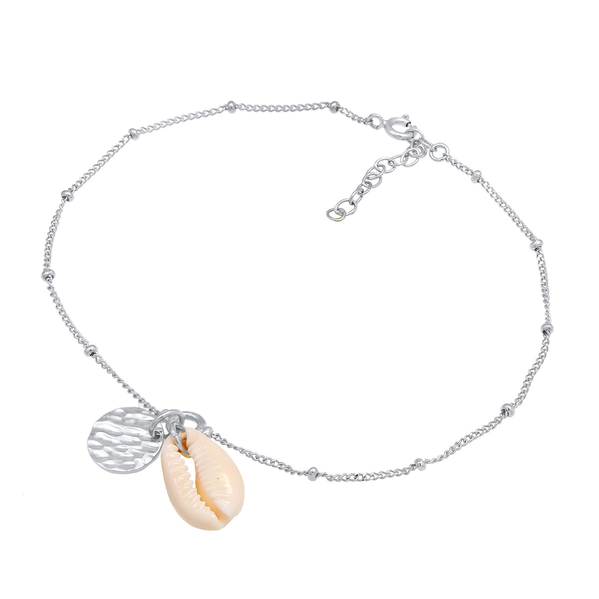 Silber - Elli | Kugel-Fußkettchen Muschel | 925er Sterling Silber