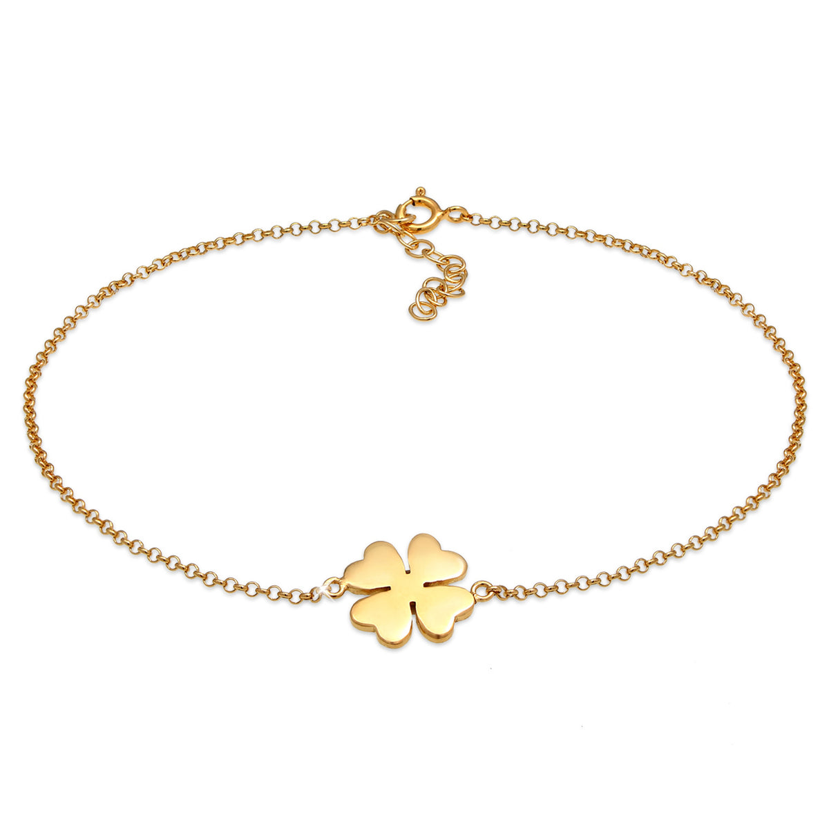 Gold - Elli | Fußkettchen Kleeblatt | 925 Sterling Silber vergoldet
