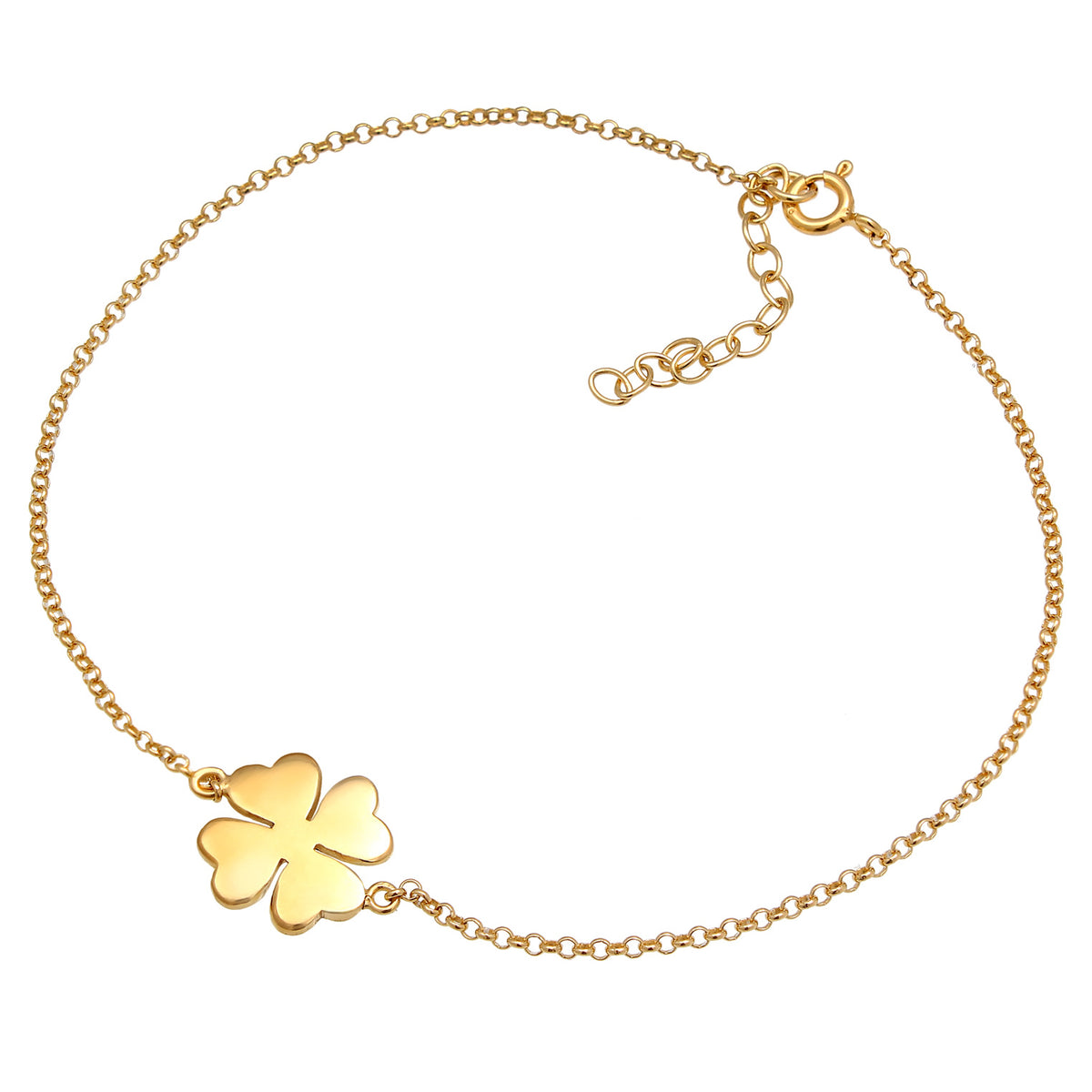 Gold - Elli | Fußkettchen Kleeblatt | 925 Sterling Silber vergoldet