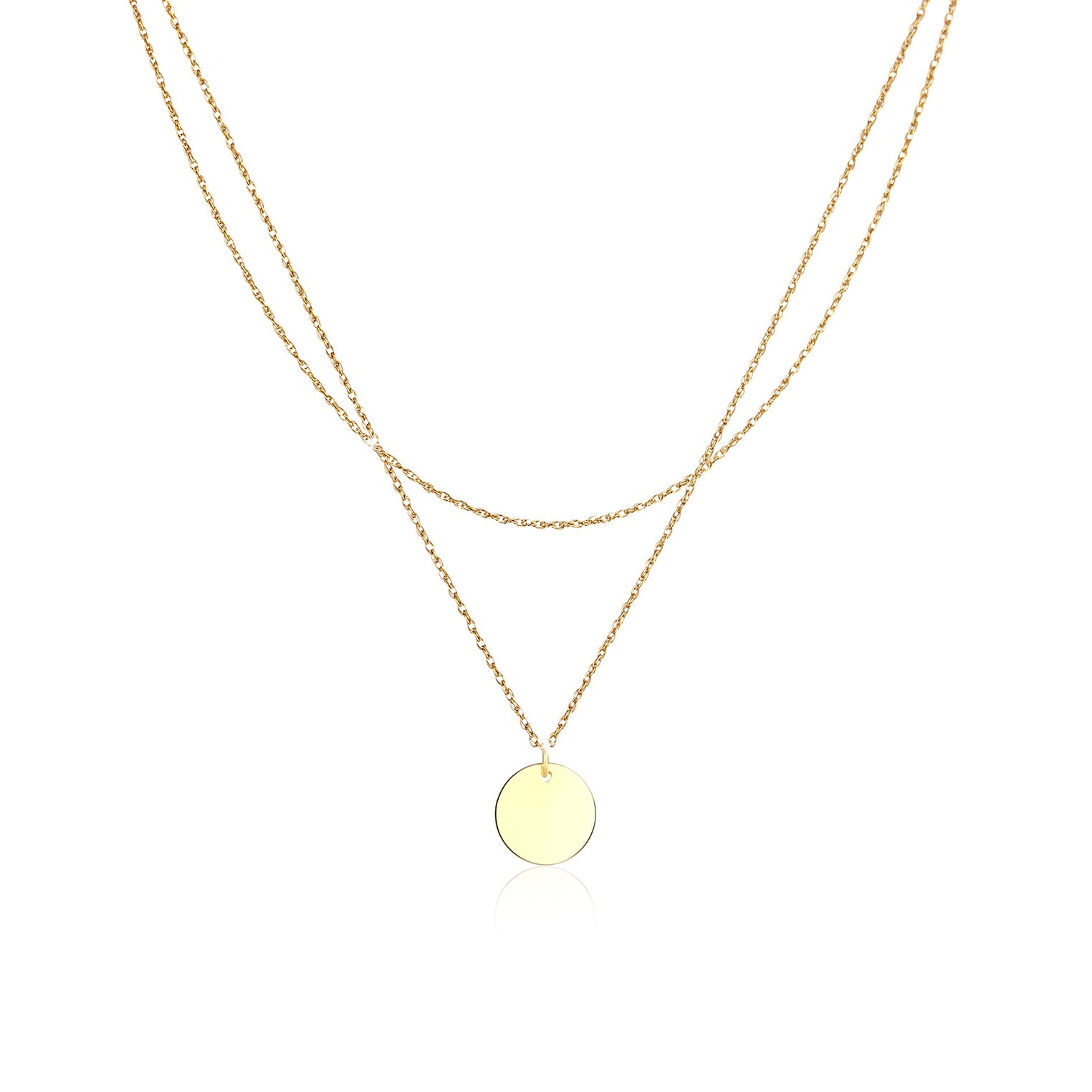Gold - Elli | Layer-Halskette Basic Plättchen | 925 Sterling Silber vergoldet