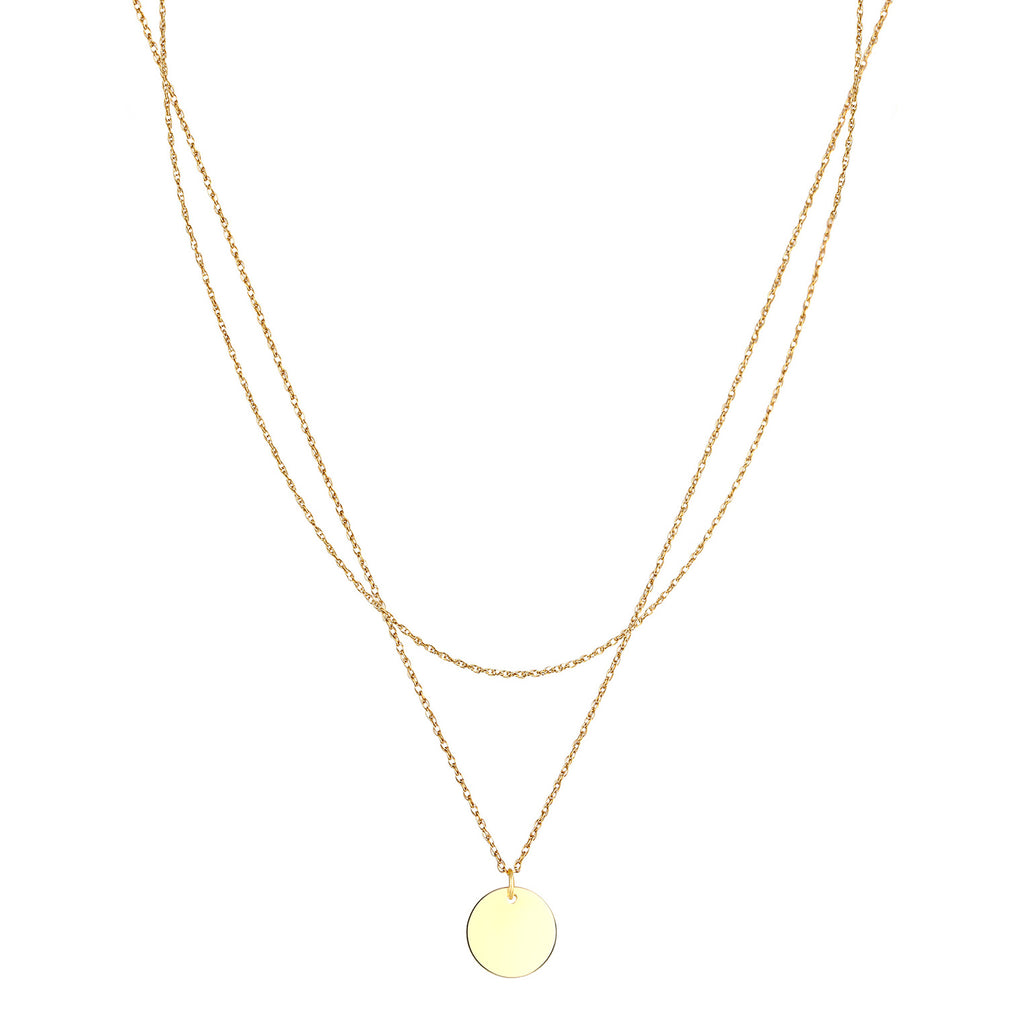 Gold - Elli | Layer-Halskette Basic Plättchen | 925 Sterling Silber vergoldet