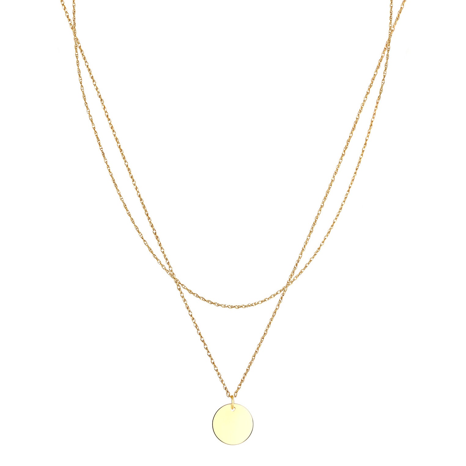 Gold - Elli | Layer-Halskette Basic Plättchen | 925 Sterling Silber vergoldet