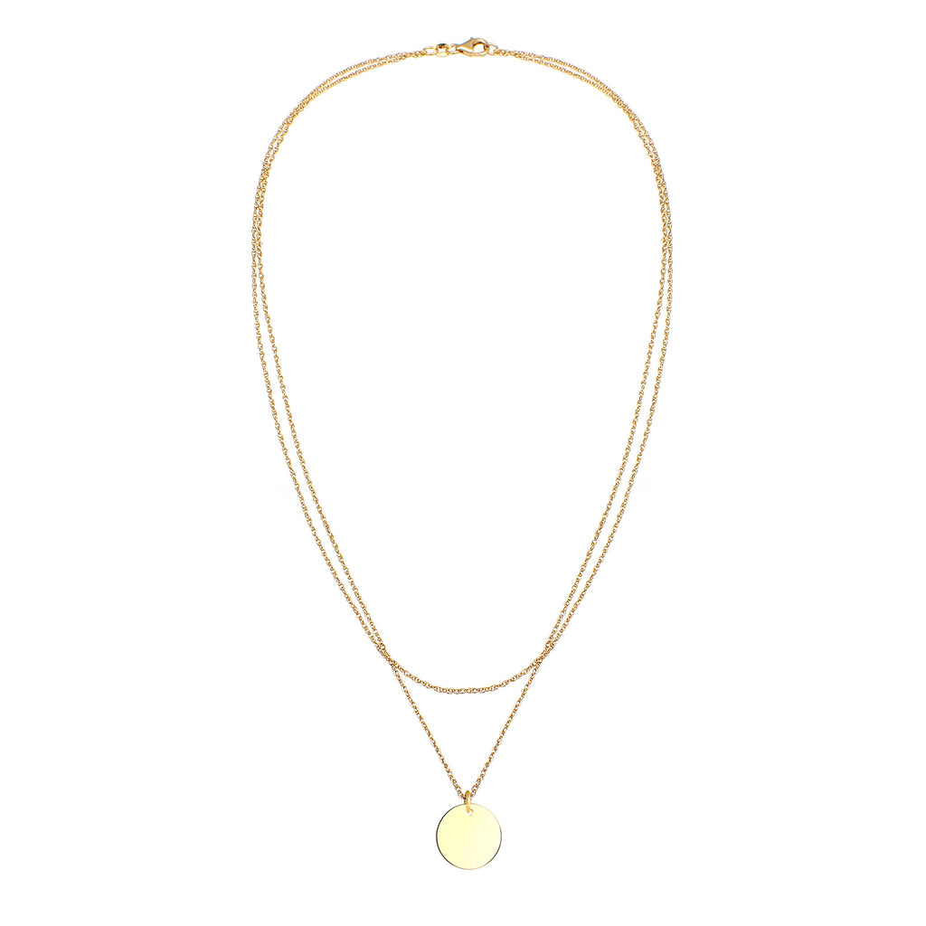 Gold - Elli | Layer-Halskette Basic Plättchen | 925 Sterling Silber vergoldet