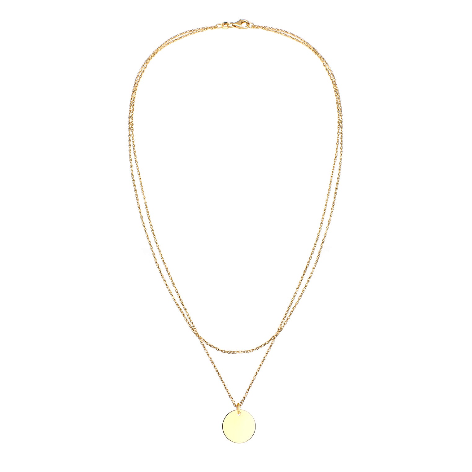 Gold - Elli | Layer-Halskette Basic Plättchen | 925 Sterling Silber vergoldet