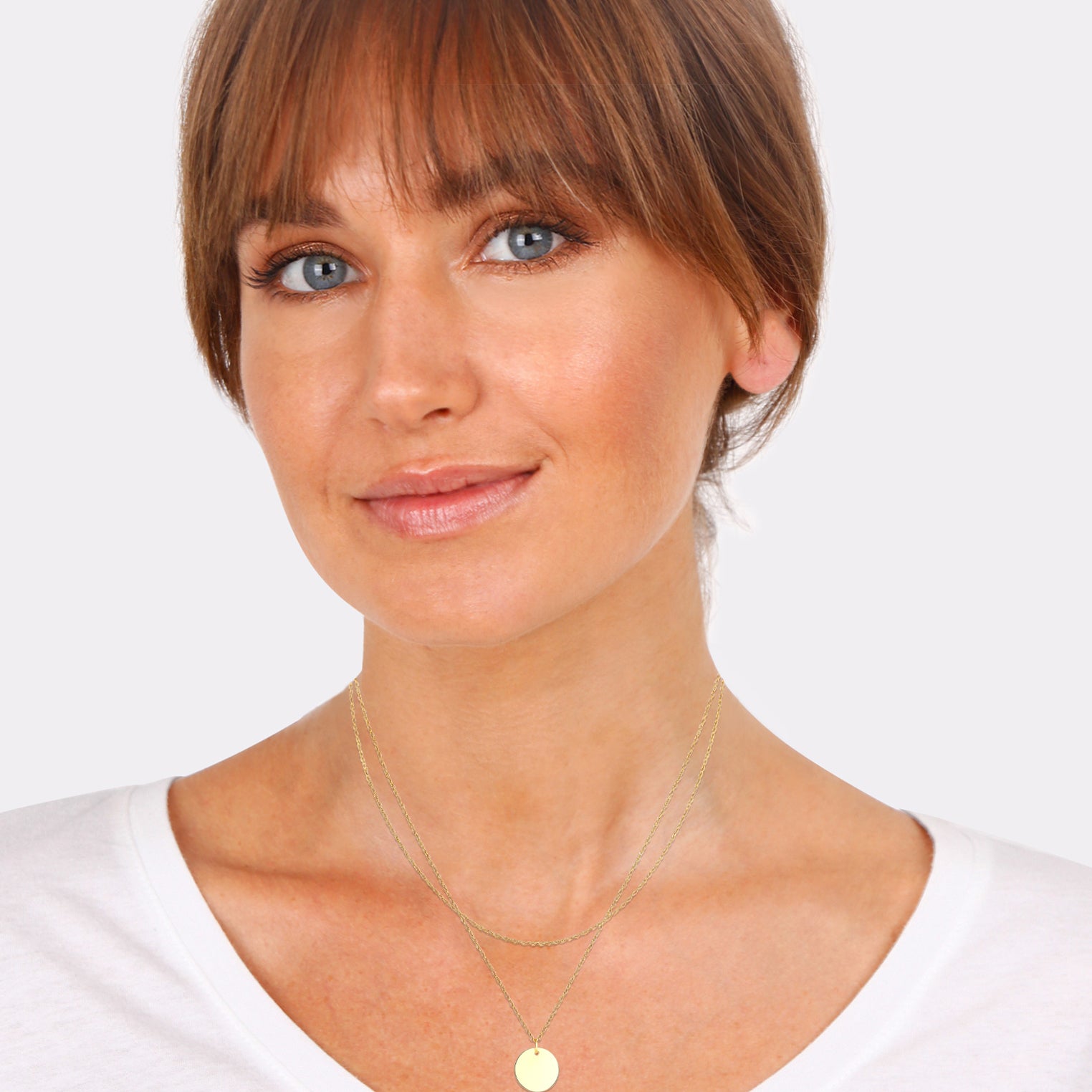 Gold - Elli | Layer-Halskette Basic Plättchen | 925 Sterling Silber vergoldet