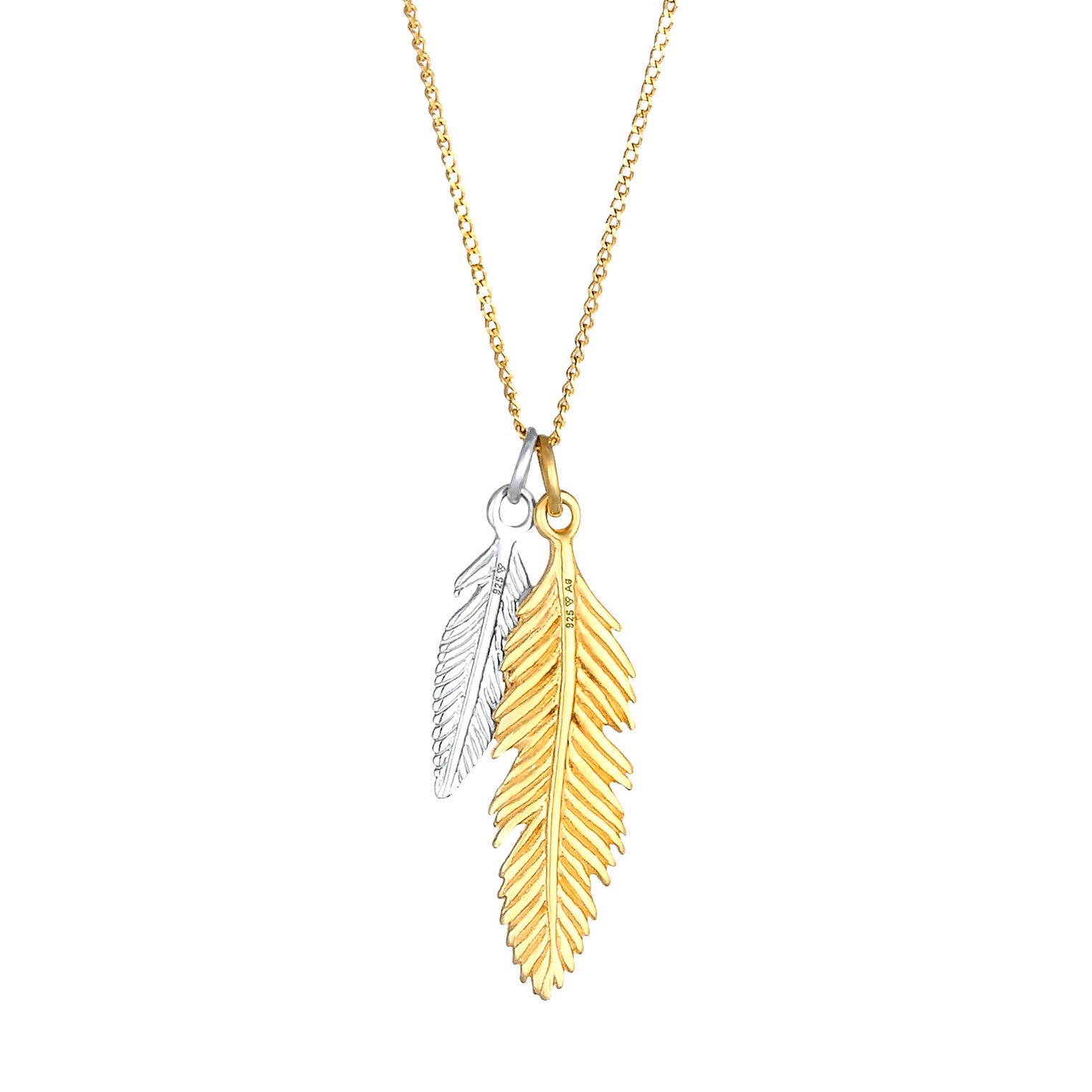 Gold - Elli | Halskette Federn | 925 Sterling Silber vergoldet