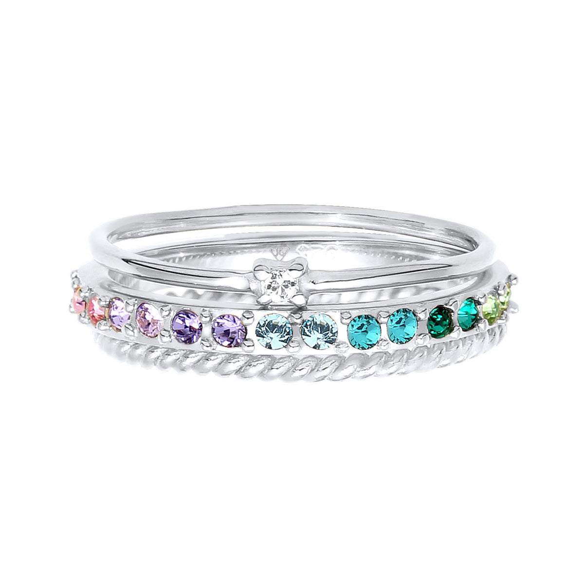 Silber - Elli | Ring | Kristall (bunt) | 925er Sterling Silber