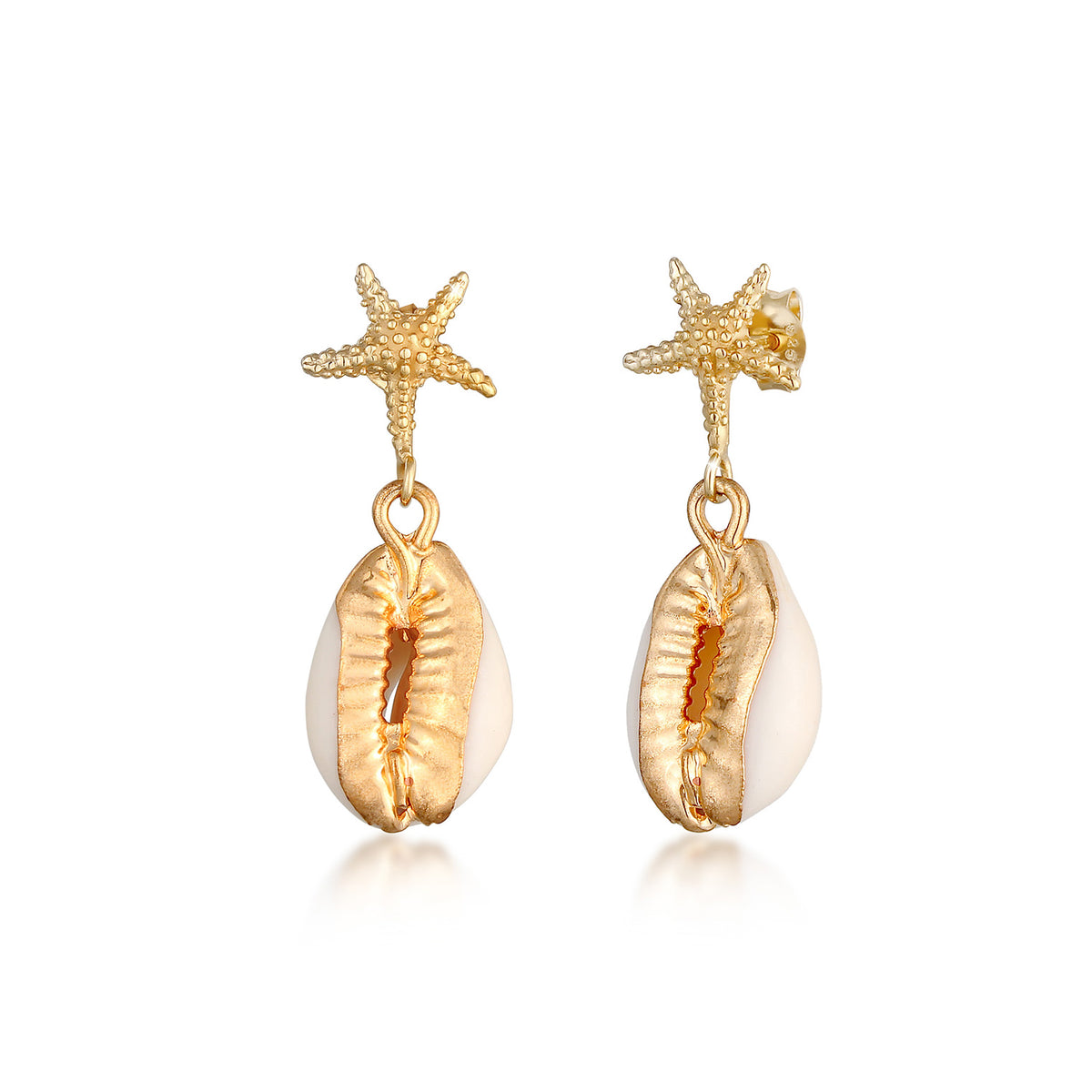 Gold - Elli | Ohrhänger Muschel | 925 Sterling Silber vergoldet