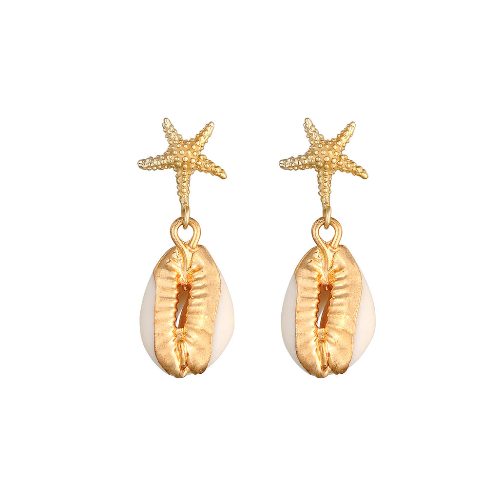 Gold - Elli | Ohrhänger Muschel | 925 Sterling Silber vergoldet