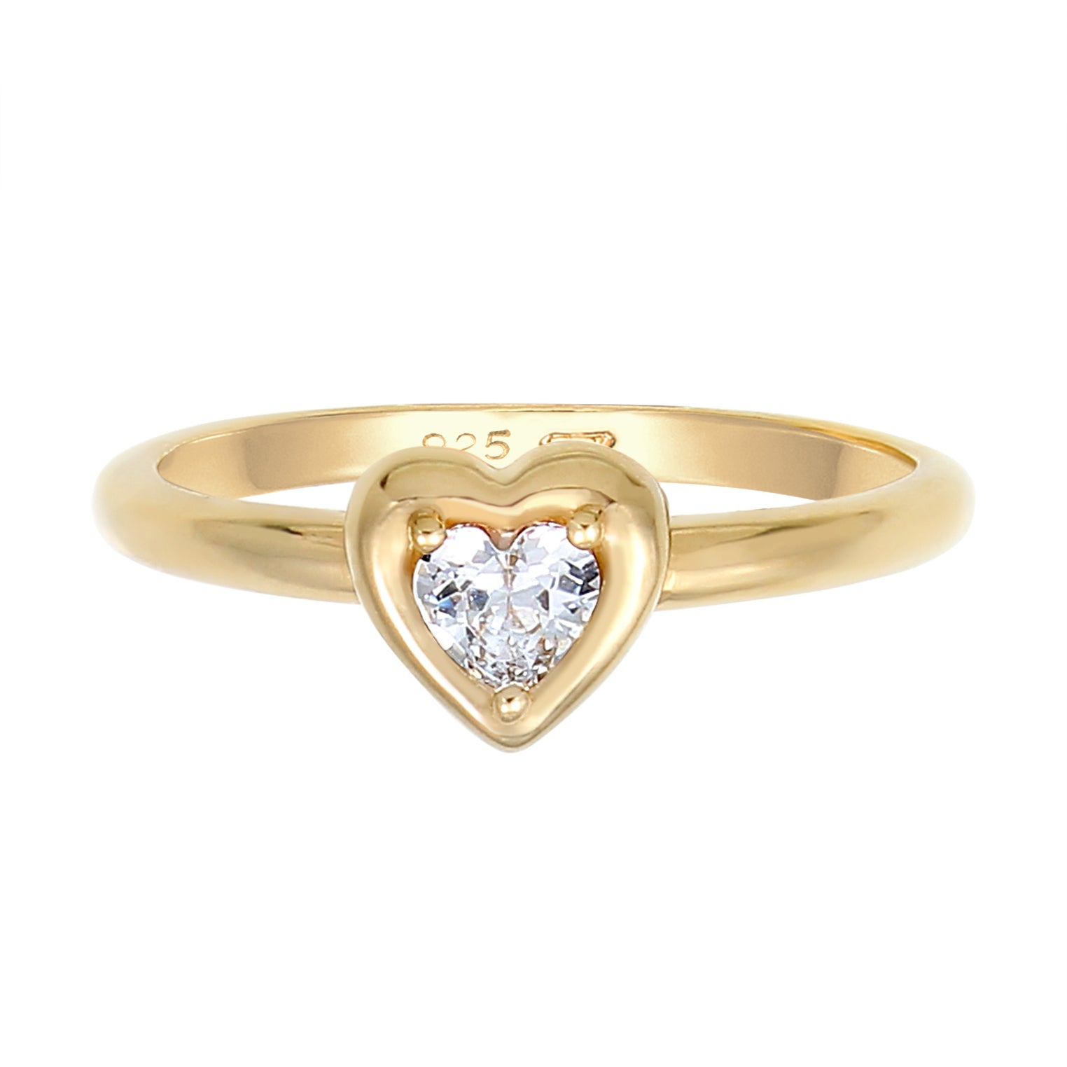 Gold - Elli | Ring Herz | Zirkonia ( Weiß ) | 925 Sterling Silber vergoldet